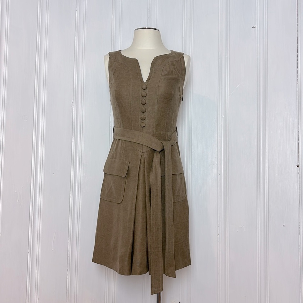 MILLY OF NEW YORK Khaki Green Summer Dress